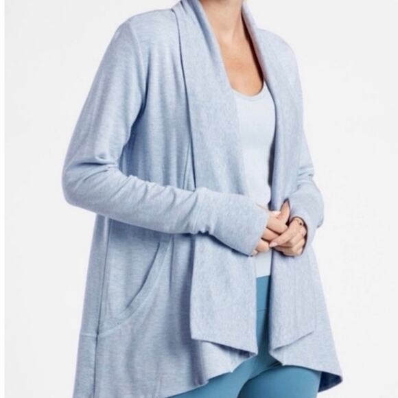 Athleta Pranayama Wrap Open Cardigan Light Blue Size Small - Picture 1 of 11